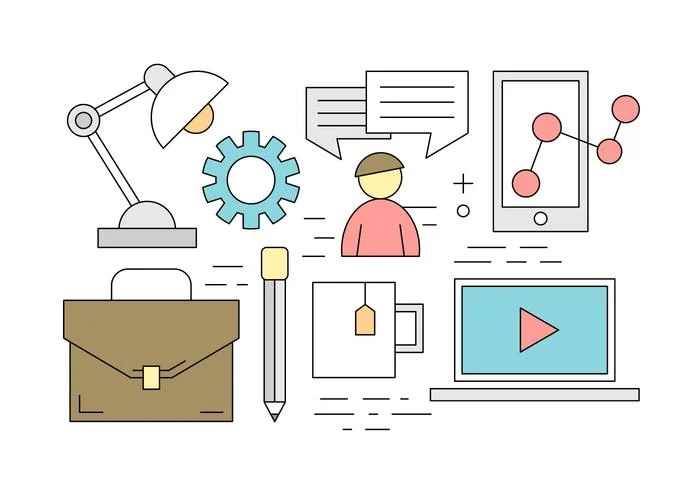 vector-free-office-icons-in-thin-line-style